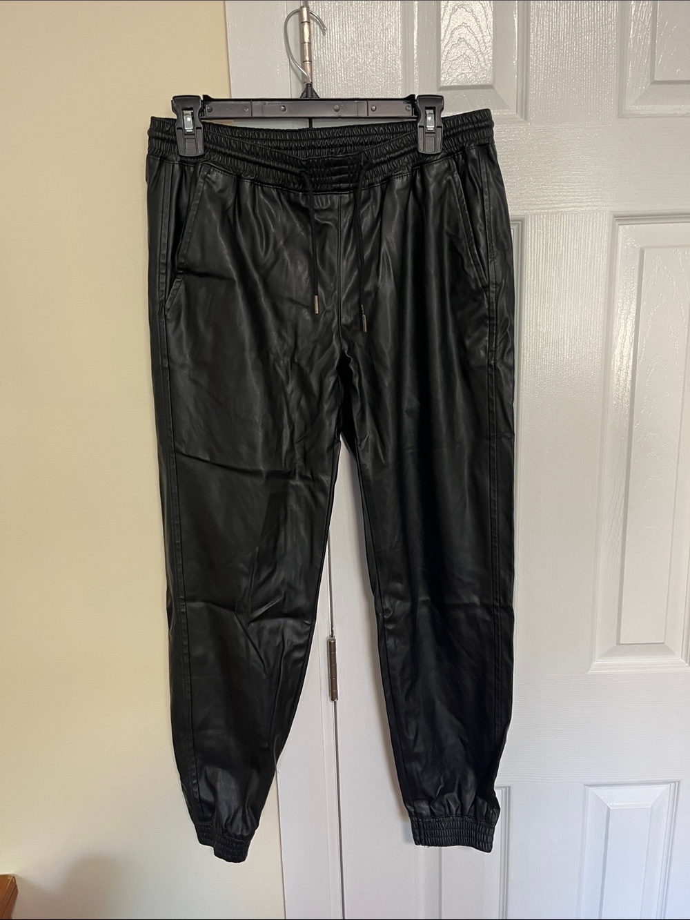 Zara Black Faux Leather Joggers